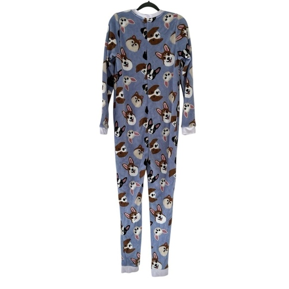 Frankie & Johnny Women’s Plush Non-Footed Onesie Pajamas Periwinkle Dogs Medium - Picture 5 of 8